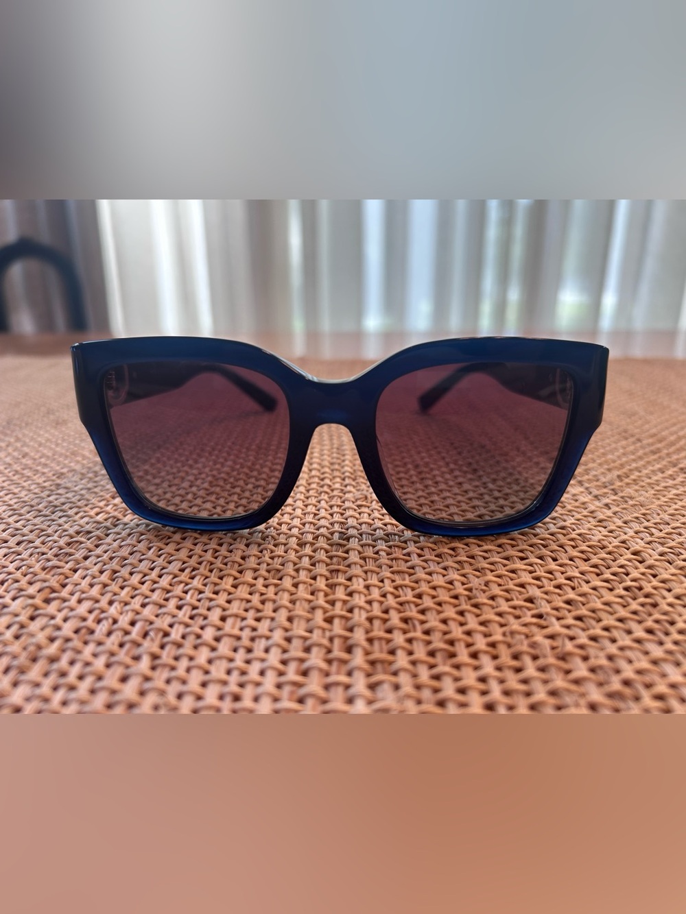 NIB Tory Burch 52mm Gradient Square Sunglasses w/Blue Frames & Violet Lens.